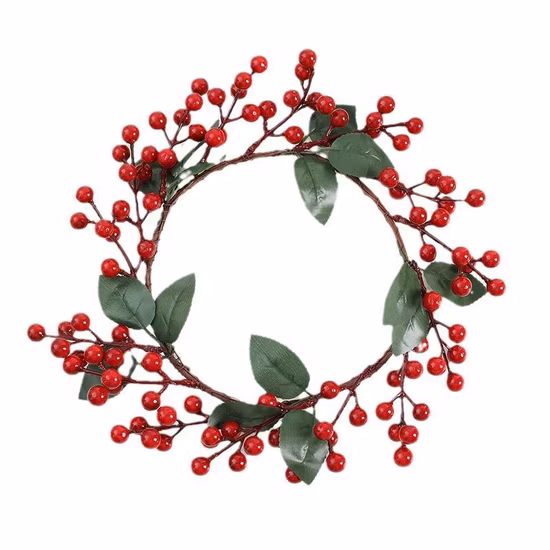Handmade Red Snowflake Natural Reindeer Themed Christmas Wreath for Door Window and Showcase