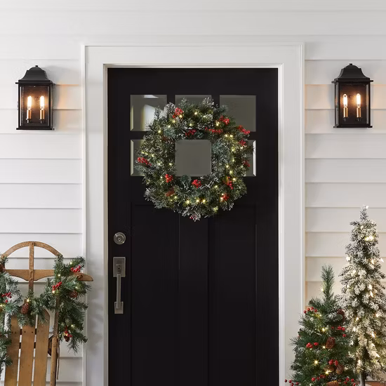 Artificial Christmas Wreath Flocked with Mixed Decorations and Pre